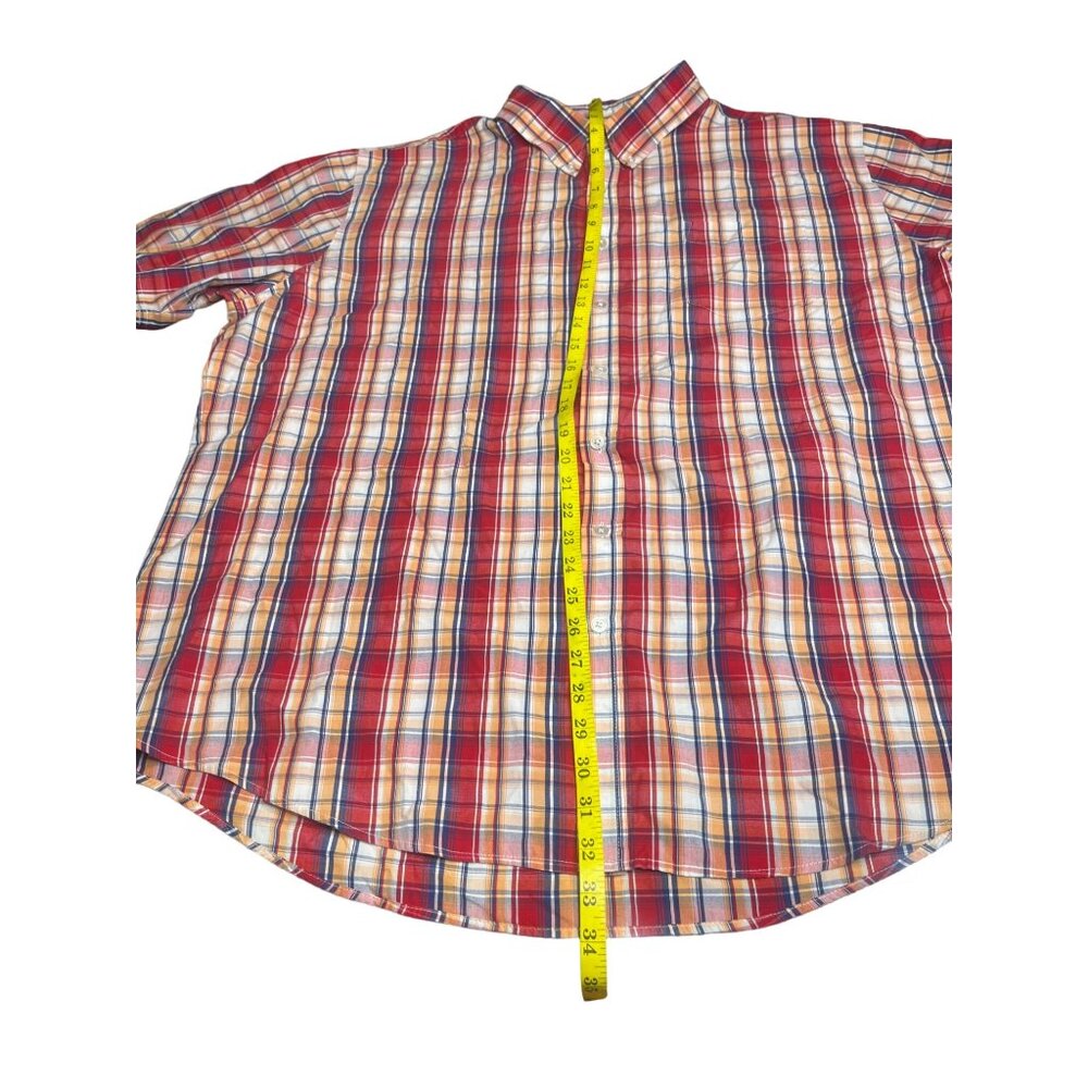 Croft & Barrow 2xL Plaid Button-Down Short Sleeves Shirt Red Blue Western Wear - Picture 4 of 13